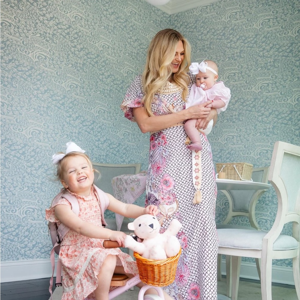 Floral Maxi Dress with Pink Accents